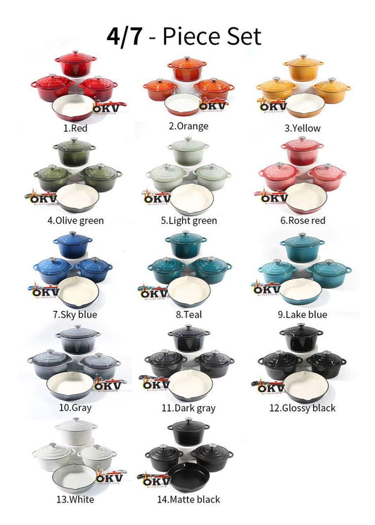 7pcs cast iron pot